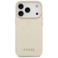 Puzdro Guess Peony Hot Stamp Script MagSafe pre iPhone 17 Pro béžové