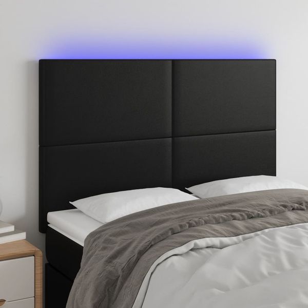 vidaXL Čelo postele s LED čierne 144x5x118/128 cm umelá koža
