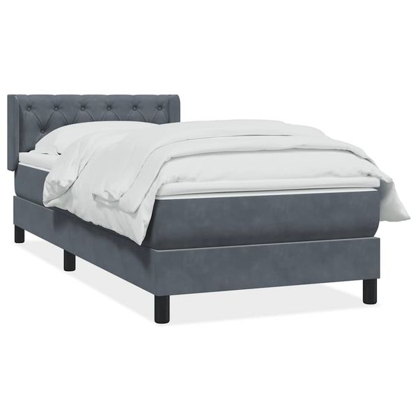 vidaXL Posteľný rám boxspring s matracom tmavosivý 80x220 cm zamat