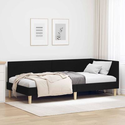 vidaXL Rohový rám postele Čierny 100 cm x 200 cm Tkanina a preglejka