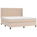 vidaXL Boxspring posteľ matrac a LED kapučínová 180x200 cm umelá koža
