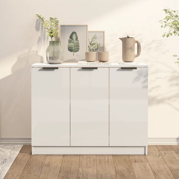 vidaXL Komoda lesklá biela 90,5x30x70 cm spracované drevo