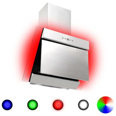 vidaXL RGB Digestor s LED 60 cm nehrdzavejúca oceľ a tvrdené sklo