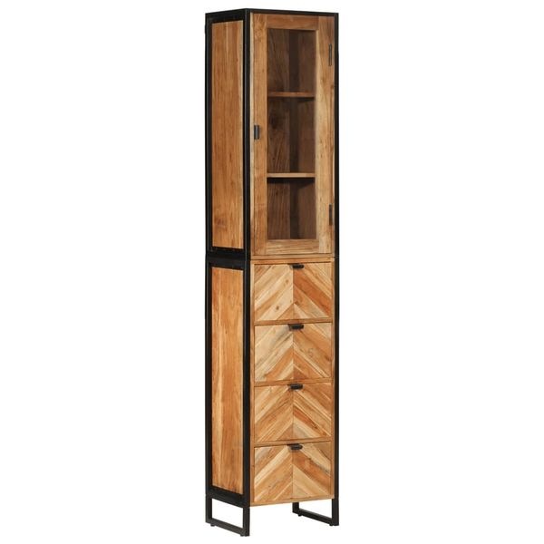 vidaXL Kúpeľňová skrinka 40x27x190 cm, železo a akáciový masív