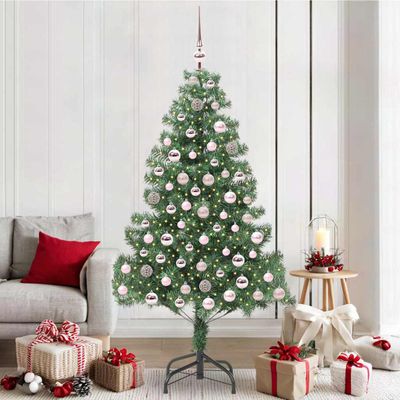 vidaXL Vianočný stromček s 300 LED-i so stojanom Zelená 210 cm PVC