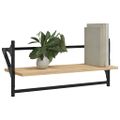 vidaXL Nástenné police s tyčami 2 ks dub sonoma 65x25x30 cm