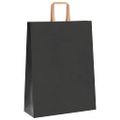 vidaXL Papierové tašky 250 ks s rúčkami, čierna, 32x12x42 cm