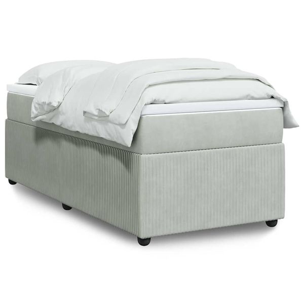 vidaXL Posteľný rám boxsping s matracom bledosivý 100x200 cm zamat