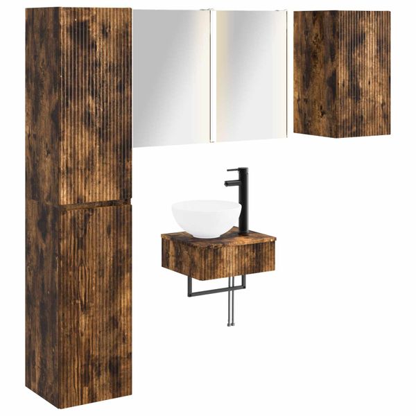 vidaXL Sada kúpeľňového nábytku 5 pcs Dymový dub
