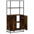 vidaXL Vysoká skrinka dymový dub 68x35x139 cm kompozitné drevo+kov