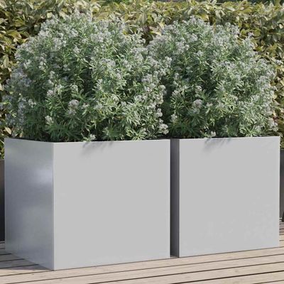 vidaXL Kvetináče 2 ks strieborné 49x47x46 cm pozinkovaná oceľ