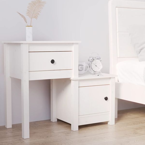 vidaXL Nočný stolík biely 79,5x38x65,5 cm masívne borovicové drevo