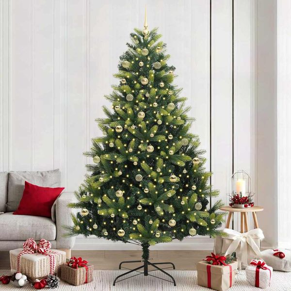 vidaXL Umelý skladací vianočný stromček 300 LED diód Zelená 240 cm