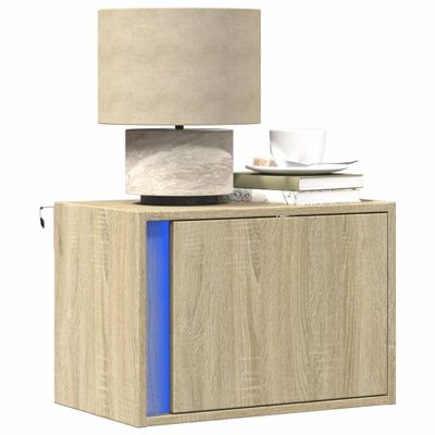vidaXL Nástenné nočné skrinky s LED osvetlením 2 ks dub sonoma