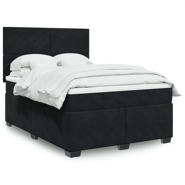 vidaXL Posteľný rám boxspring s matracom čierny 140x200 cm zamat