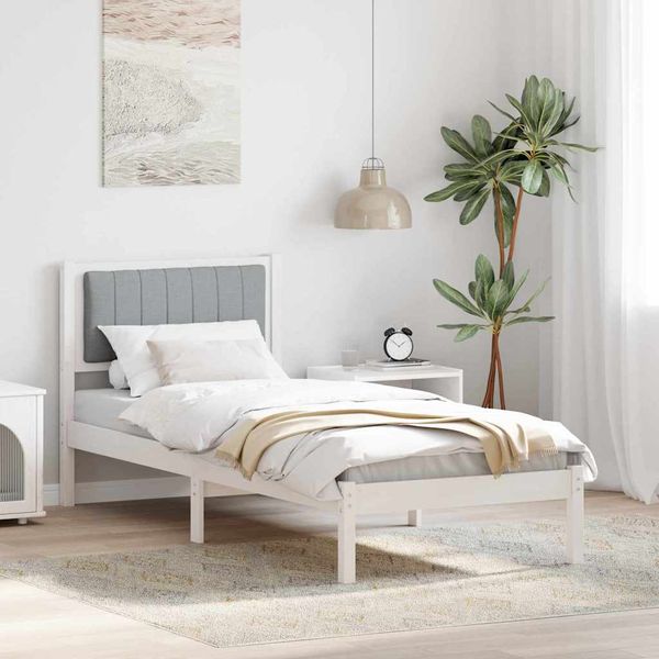 vidaXL Rám postele s čalúneným čelom Svetlosivá 80 x 200 cm