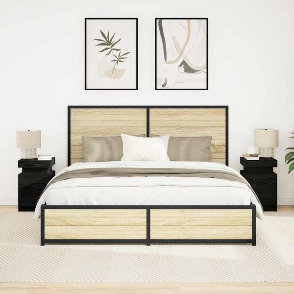 vidaXL Nočný stolík 2 pcs Čierny dub 35 x 39 x 55 cm Kompozitné drevo