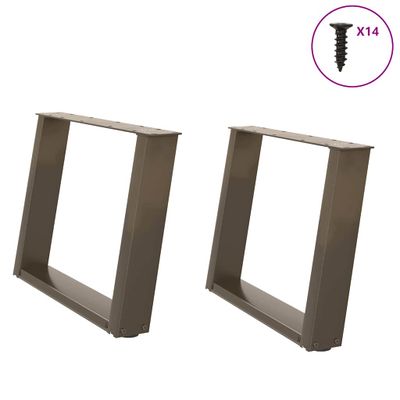 vidaXL Nohy konferenčného stolíka v tvare U, 2 ks, prírodná oceľ, 60 x (42-43) cm, oceľ