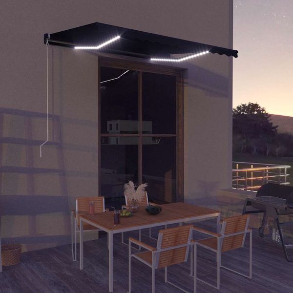 vidaXL Ručne zaťahovacia markíza s LED antracitová 350x250 cm