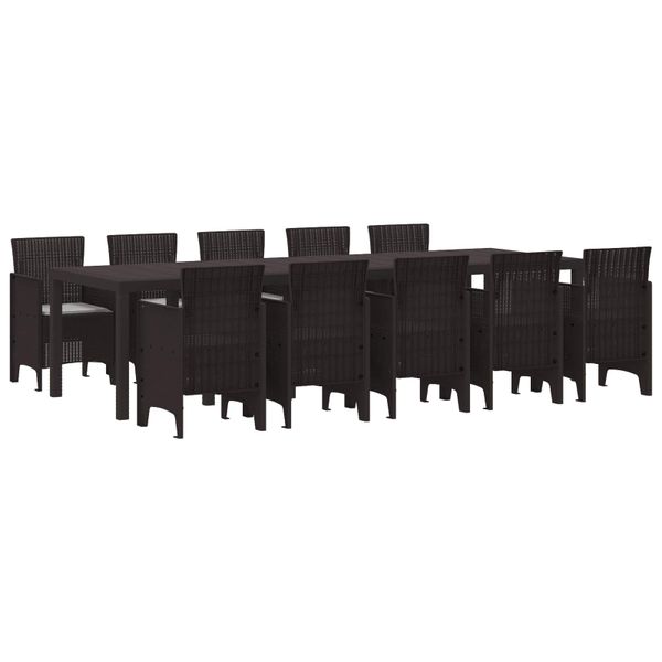 vidaXL Záhradný jedálenský set 11 pcs Hnedá a svetlo šedá Poly ratan