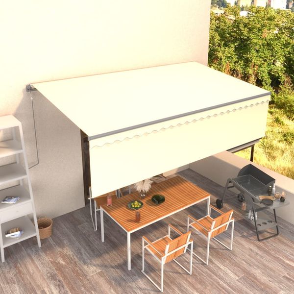 vidaXL Automatická markíza s tienidlom 5x3 m krémová