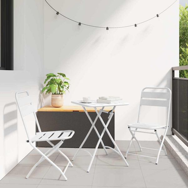 vidaXL Záhradná skladacia stolička 2 pcs Biela 42 x 52 x 82 cm