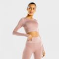 Športový Top Marl Bezšvový Crop Top Ružové Zlato - SQUATWOLF, veľkosť L