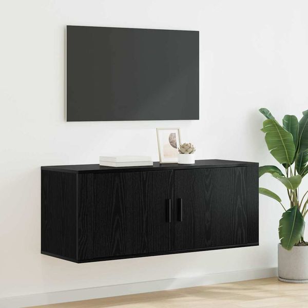 vidaXL Nástenná skriňa pre TV Nástenný Čierny dub 100 x 34,5 x 40 cm