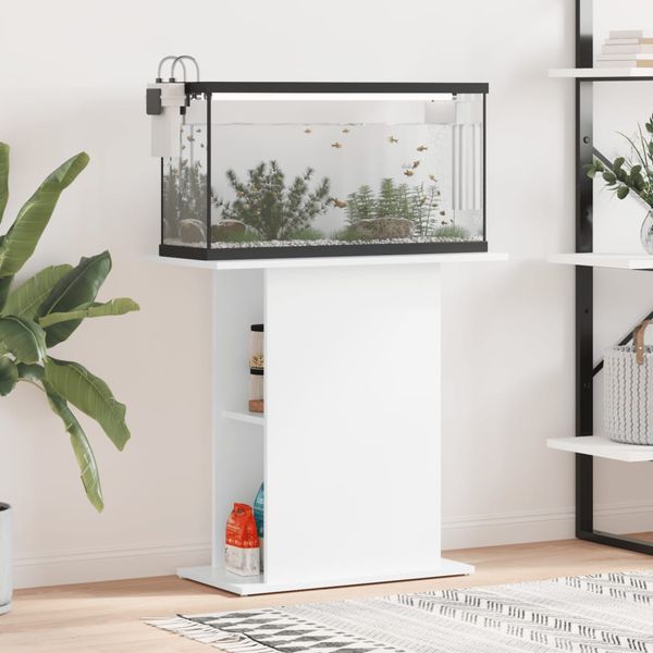 vidaXL Stojan na akvárium lesklý biely 75x36x72,5 cm kompoz. drevo