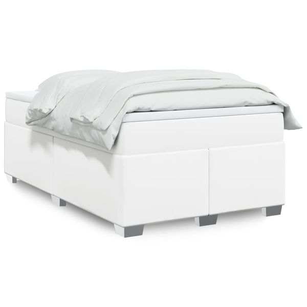 vidaXL Boxspring posteľ s matracom, biela 120x190 cm, umelá koža