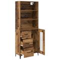 vidaXL Highboard Staré drevo 69,5 x 34 x 180 cm Kompozitné drevo