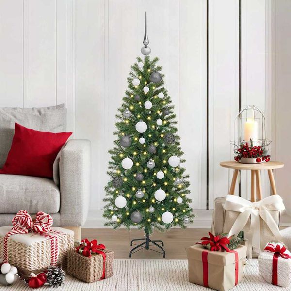 vidaXL Umelý vianočný stromček s 150 LED-i Zelená 120 cm PE a PVC