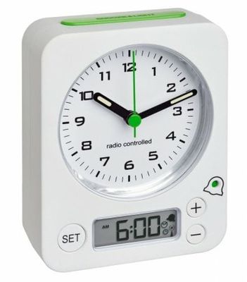 60.1511.02.04 TFA COMBO bezdrôtový budík s digitálnym nastavením, bielo-zelený