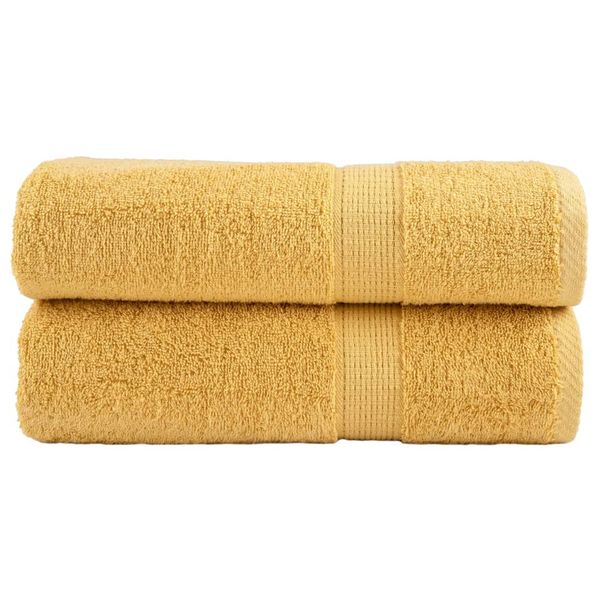 vidaXL Prémiové osušky SOLUND 2 ks zlaté 100x150 cm 600 g/m2