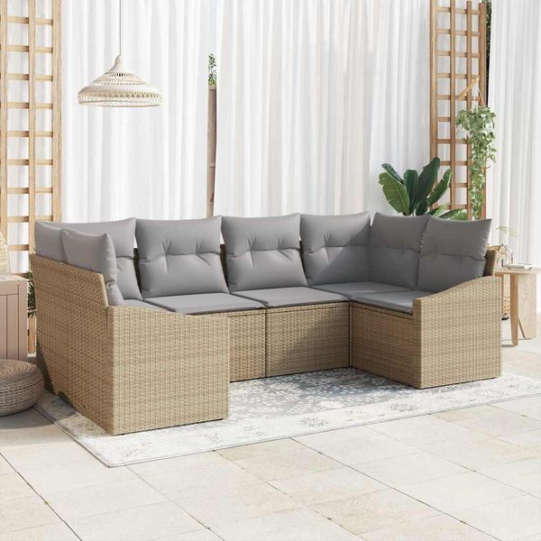 vidaXL Sada pohoviek s vankúšom 6 pcs Béžová polyratan
