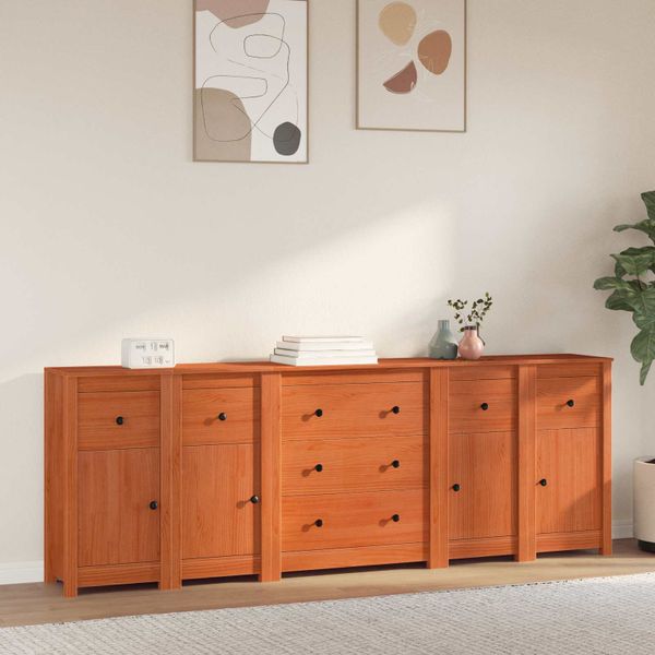vidaXL Servírovacia skriňa 5 ks Vosková Hnedá 226 x 35 x 80 cm