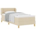 vidaXL Posteľ s pružinovým rámom s matracmi Krémová 90 x 200 cm látka