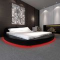 vidaXL Posteľ s matracom, LED, čierna, umelá koža 180x200 cm