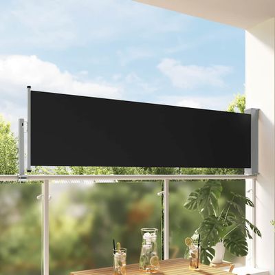 vidaXL Zaťahovacia bočná markíza na terasu čierna 80x300 cm