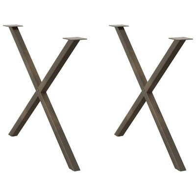 vidaXL Nohy k jedálenskému stolu v tvare X, 2 ks, prírodná oceľ, 90 x (72-73) cm, oceľ