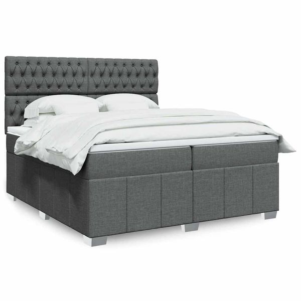vidaXL Boxspring posteľ s matracom tmavosivá 200x200 cm látka
