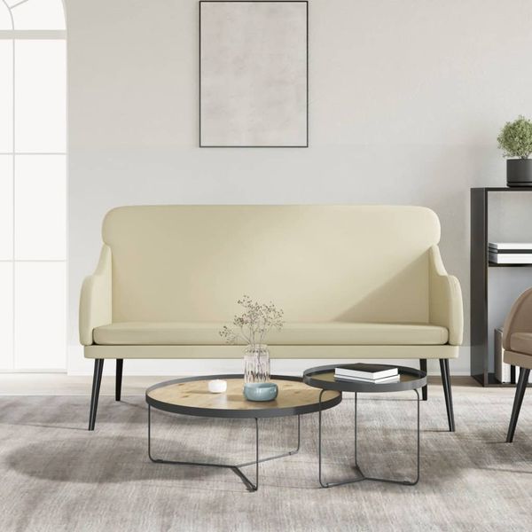 vidaXL Lavička krémová 110x76x80 cm umelá koža