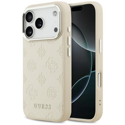 Puzdro Guess Peony Hot Stamp Script MagSafe pre iPhone 17 Pro béžové