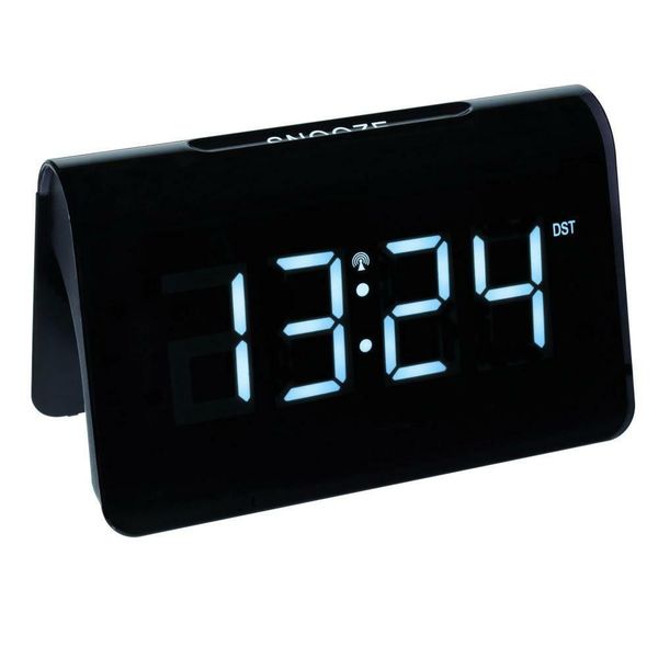 60.2543.02 TFA ICON Digitálny rádiom riadený budík s veľkými LED číslami, čierno-biely