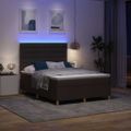 vidaXL LED box s pružinami s matracmi Tmavohnedá 160 x 200 cm látka