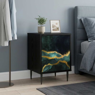 vidaXL Nočný stolík WIJHE Čierny dub 36 x 33 x 51 cm Kompozitné drevo