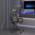 vidaXL Otočná herná stolička čierna a maskáčová umelá koža