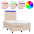 vidaXL Boxspring posteľ matrac a LED kapučínová 120x200 cm umelá koža