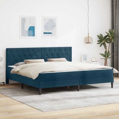 vidaXL Rám postele s matracom s čelnou doskou Modrá 180 x 200 cm Zamat