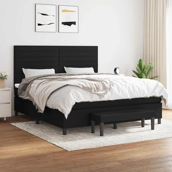 vidaXL Posteľný rám boxspring s matracom čierny 180x200 cm látka